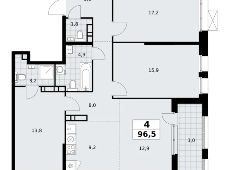 Apartamento 4 habitaciones 97 m² poselenie Sosenskoe, Rusia