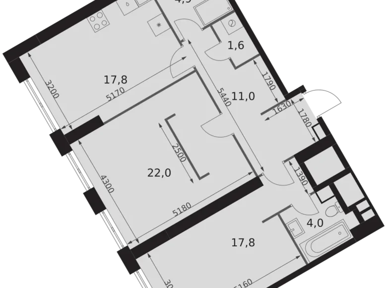 Квартира 3 комнаты 79 м² район Коньково, Россия