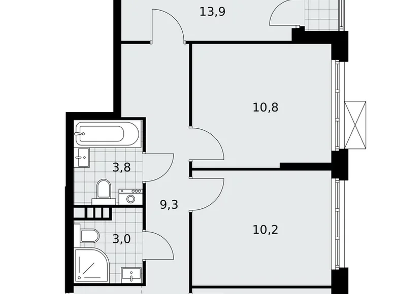 3 room apartment 70 m² poselenie Sosenskoe, Russia