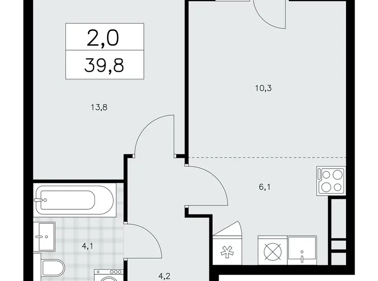 Wohnung 2 zimmer 40 m² poselenie Sosenskoe, Russland