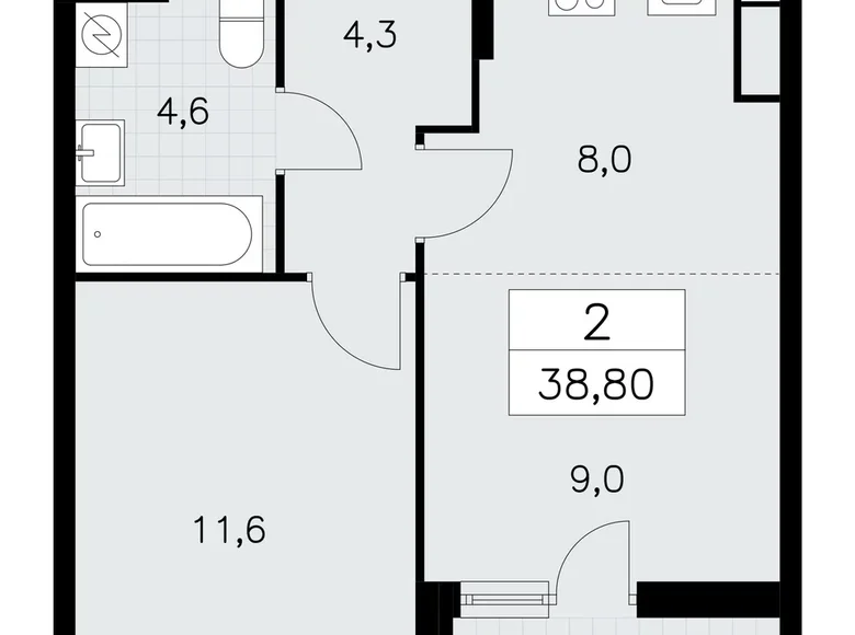 Mieszkanie 2 pokoi 39 m² poselenie Sosenskoe, Rosja