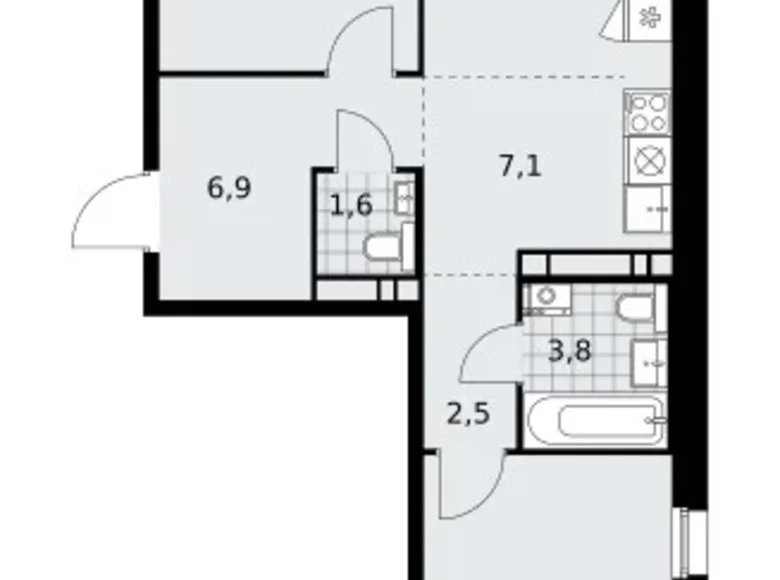 Mieszkanie 3 pokoi 60 m² poselenie Sosenskoe, Rosja