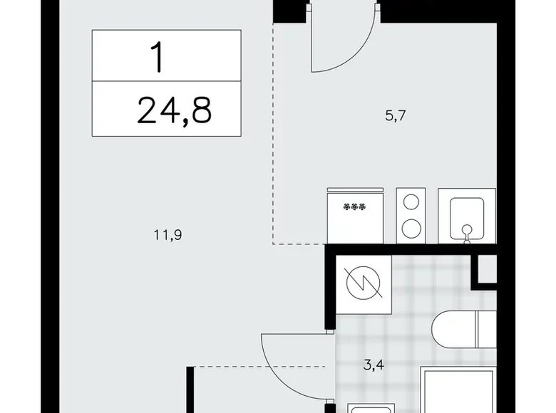 Квартира 1 комната 25 м² Красное Село, Россия