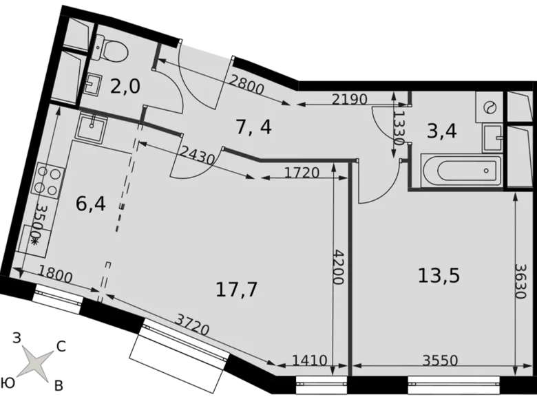 Appartement 2 chambres 50 m² Razvilka, Fédération de Russie