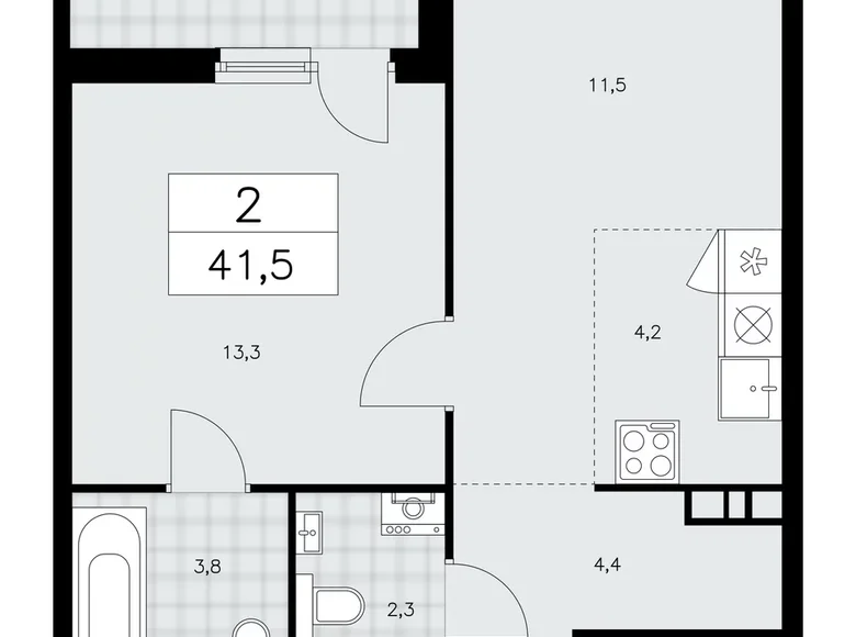 Mieszkanie 2 pokoi 42 m² poselenie Sosenskoe, Rosja