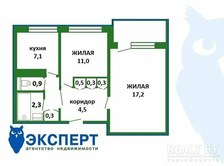 2 room apartment 46 m² maculiscy, Belarus