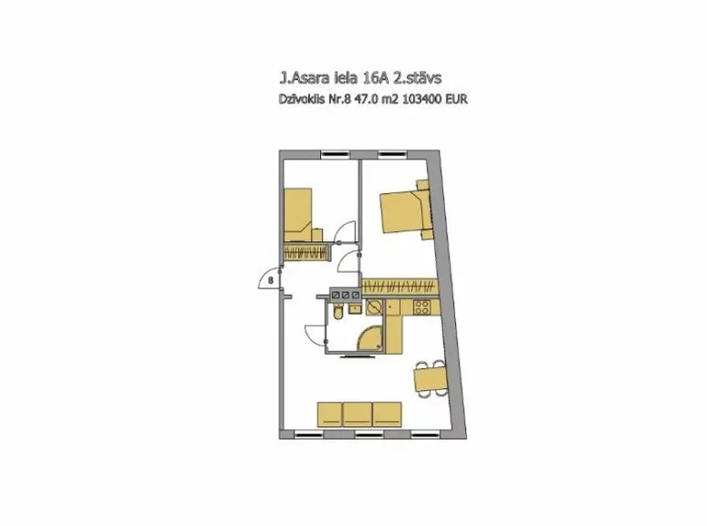 Mieszkanie 3 pokoi 47 m², World