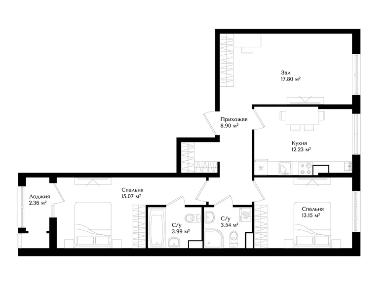 Квартира 3 комнаты 76 м² Ташкент, Узбекистан