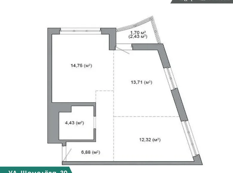 3 room apartment 55 m² Minsk, Belarus