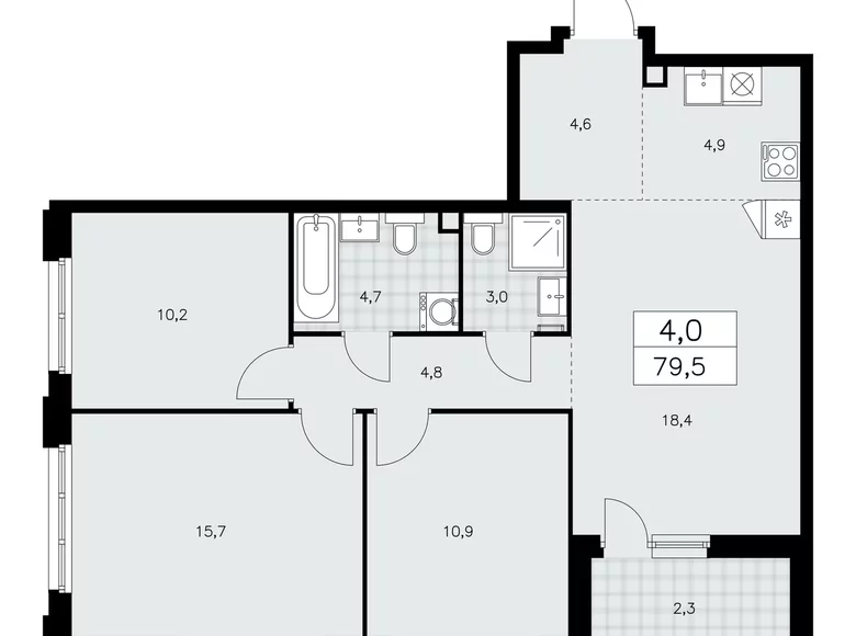 Appartement 4 chambres 80 m² poselenie Sosenskoe, Fédération de Russie