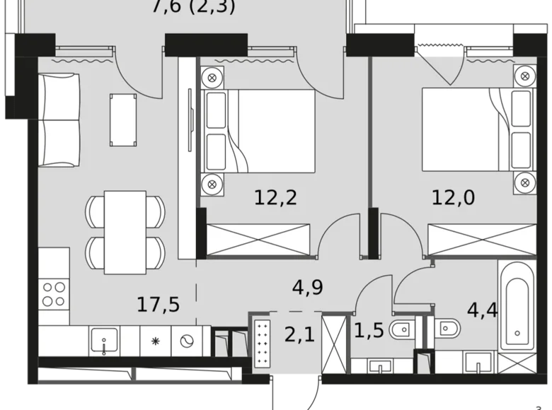 Apartamento 2 habitaciones 57 m² Rostokino District, Rusia