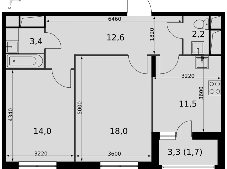 Квартира 2 комнаты 63 м² Развилка, Россия