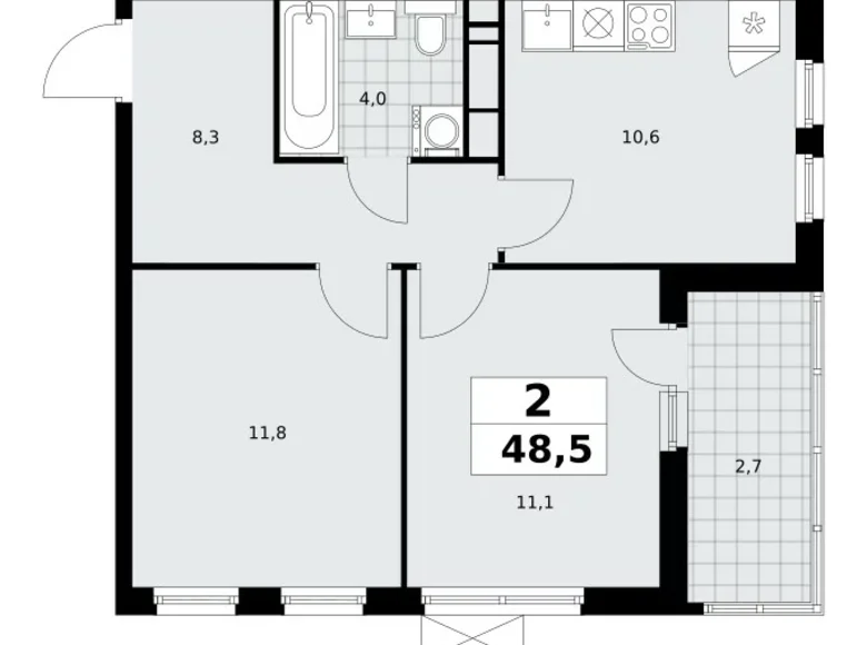 Квартира 2 комнаты 49 м² Москва, Россия