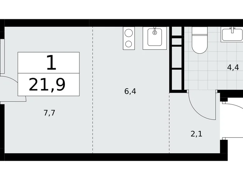 1 room apartment 22 m² Postnikovo, Russia