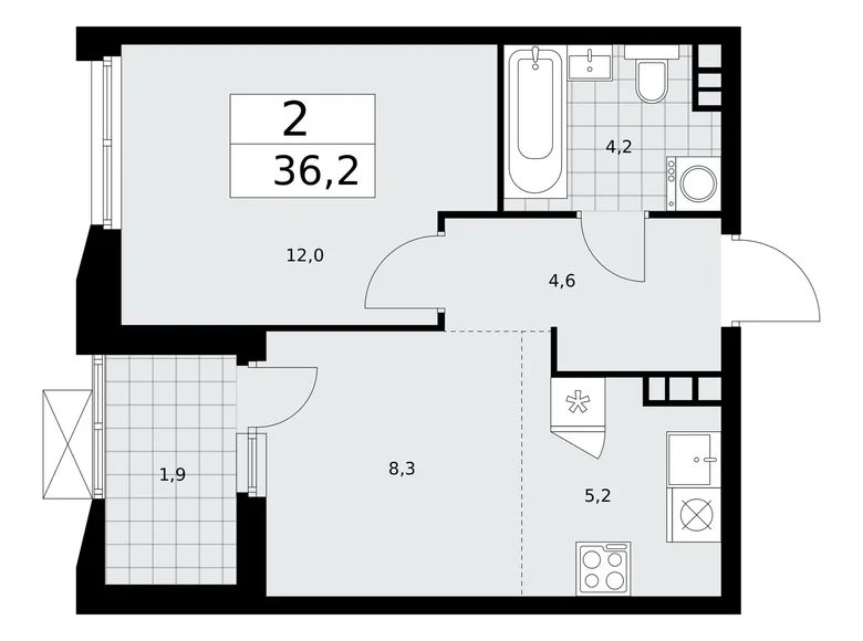 2 room apartment 36 m² poselenie Sosenskoe, Russia