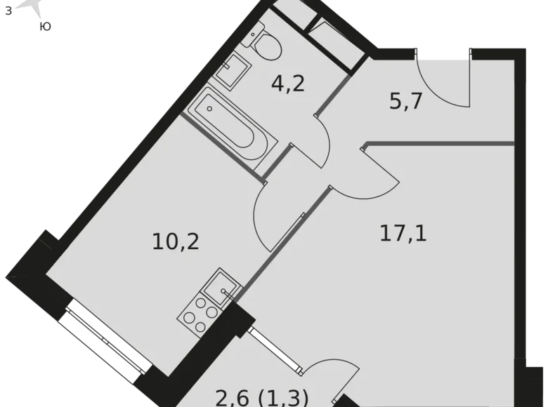 Apartamento 1 habitación 38 m² Moscú, Rusia