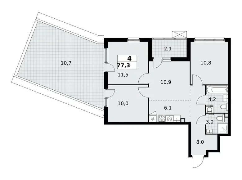 Квартира 4 комнаты 77 м² Москва, Россия