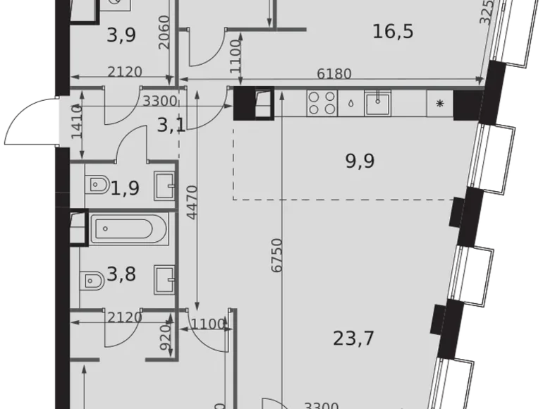 Mieszkanie 3 pokoi 89 m² North-Western Administrative Okrug, Rosja