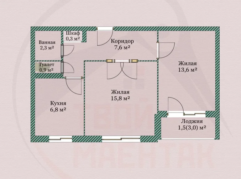 Квартира 2 комнаты 47 м² Борисов, Беларусь