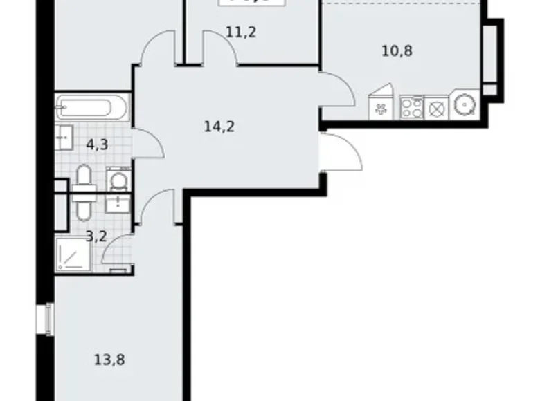 4 room apartment 79 m² Postnikovo, Russia