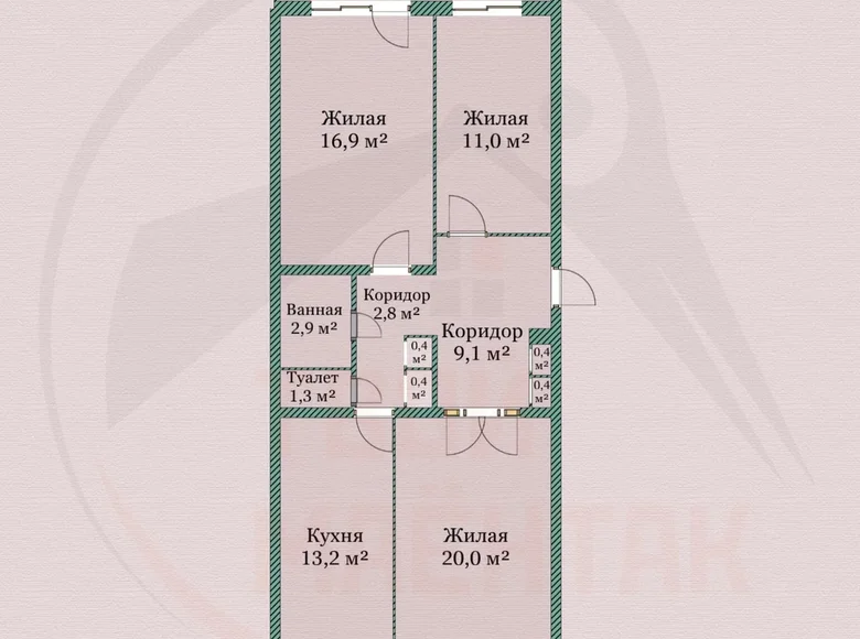 3 room apartment 82 m² Minsk, Belarus