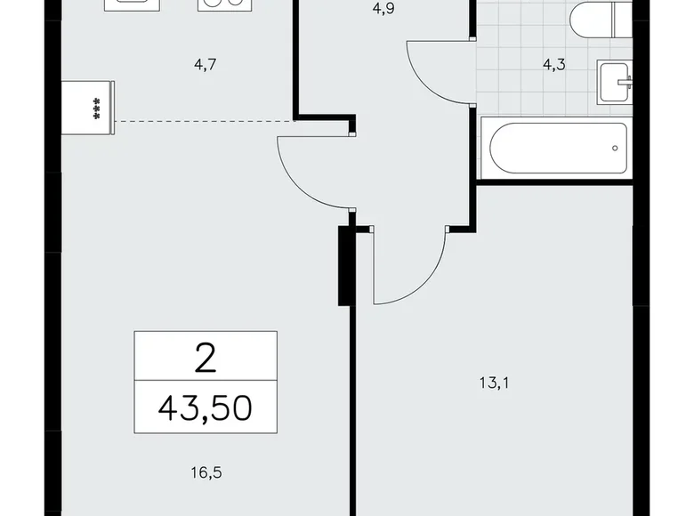 Квартира 2 комнаты 44 м² поселение Сосенское, Россия