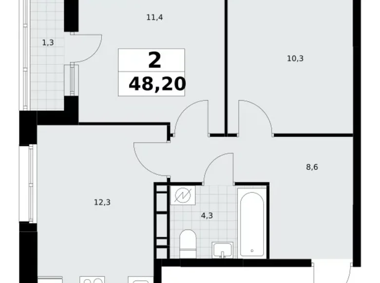 Mieszkanie 2 pokoi 48 m² Postnikovo, Rosja