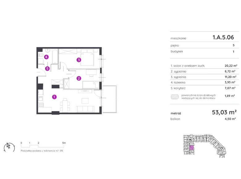 Mieszkanie 3 pokoi 53 m² Poznań, Polska