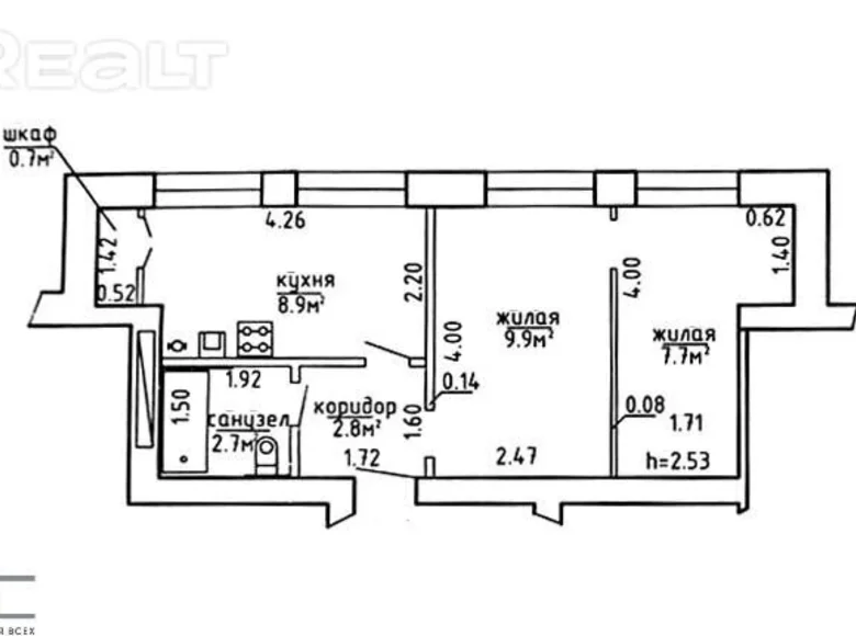Квартира 2 комнаты 33 м² Малиновка, Беларусь