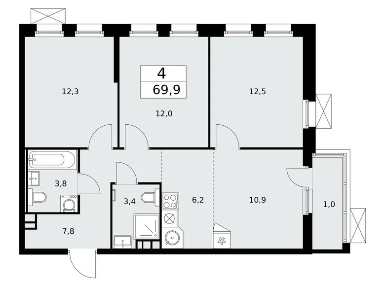 Appartement 4 chambres 70 m² Moscou, Fédération de Russie