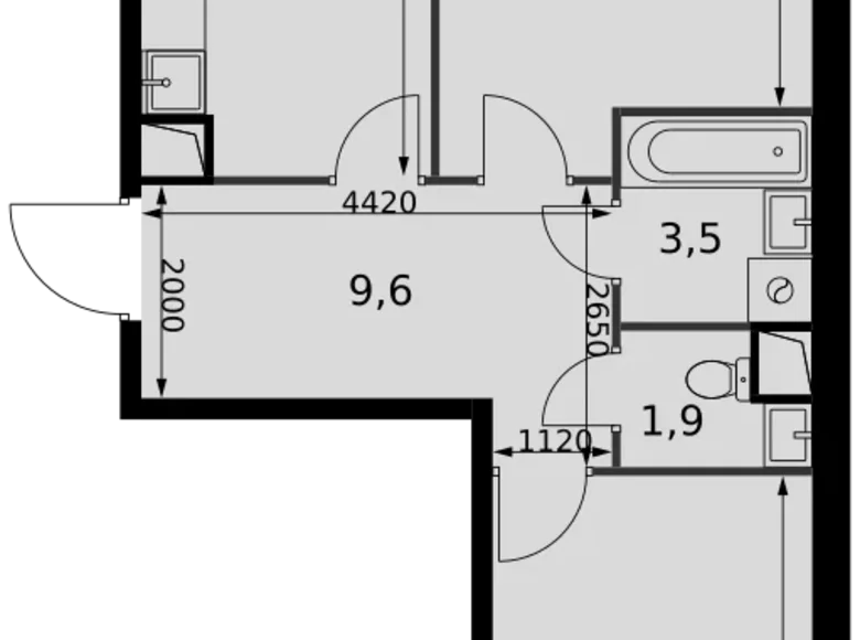 Wohnung 2 zimmer 65 m² Razvilka, Russland