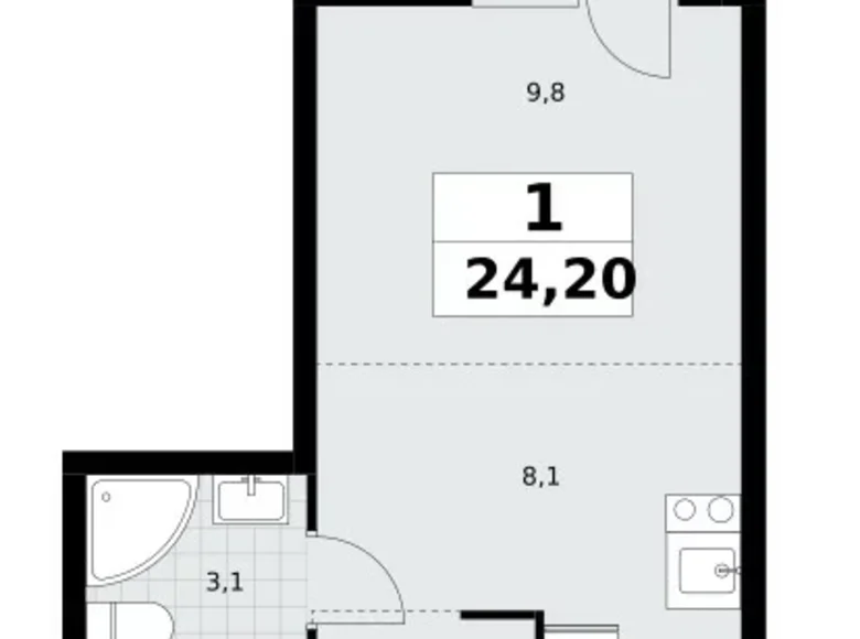 Appartement 1 chambre 24 m² Postnikovo, Fédération de Russie