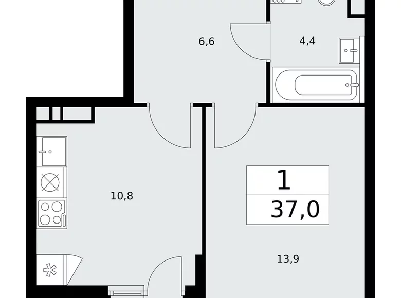 Appartement 1 chambre 37 m² poselenie Sosenskoe, Fédération de Russie