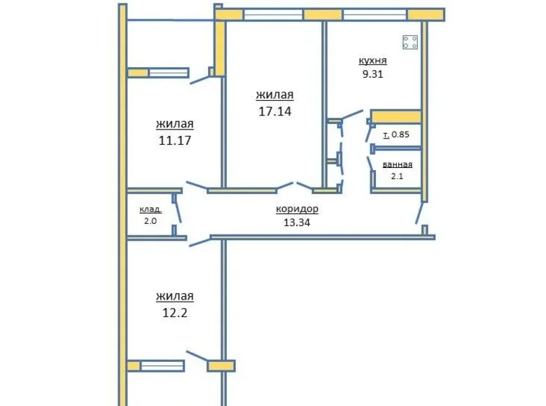 3 room apartment 74 m² Pinsk, Belarus