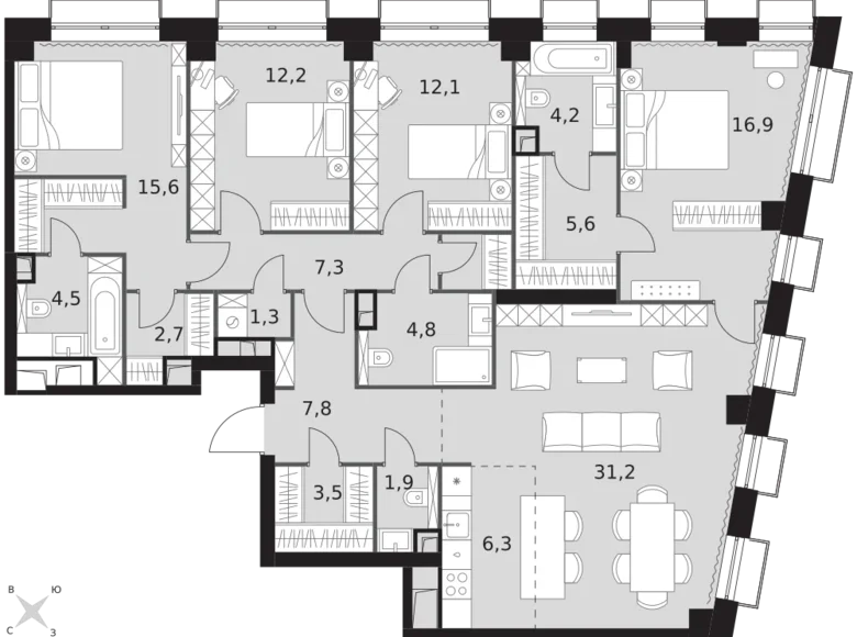 Apartamento 5 habitaciones 138 m² North-Western Administrative Okrug, Rusia