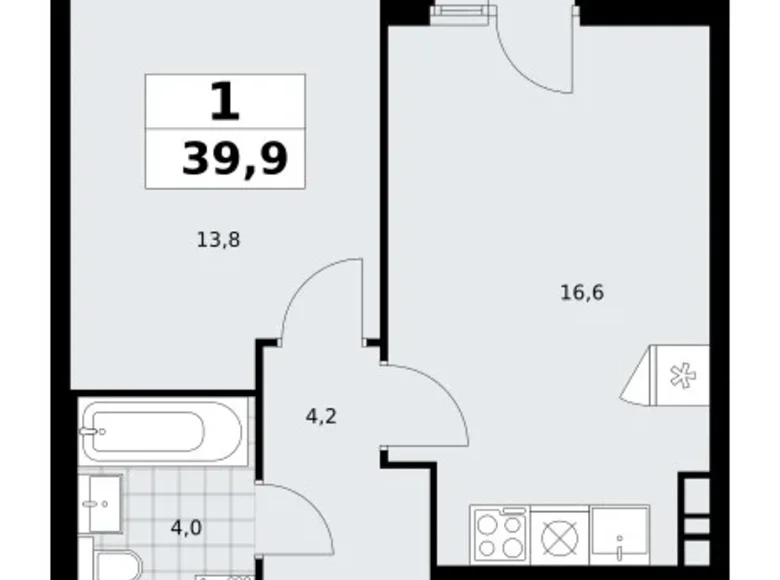 Квартира 1 комната 40 м² поселение Сосенское, Россия