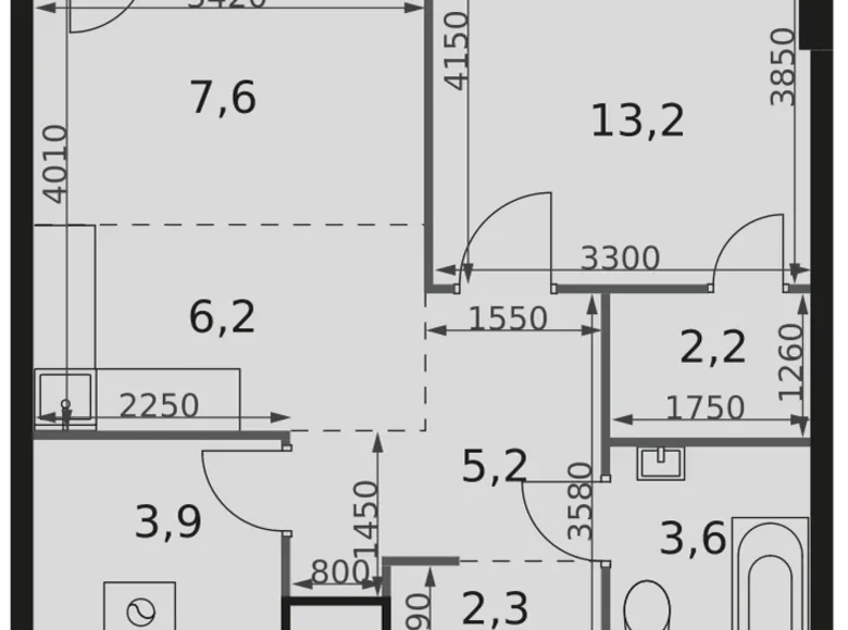 Mieszkanie 2 pokoi 46 m² Moskwa, Rosja