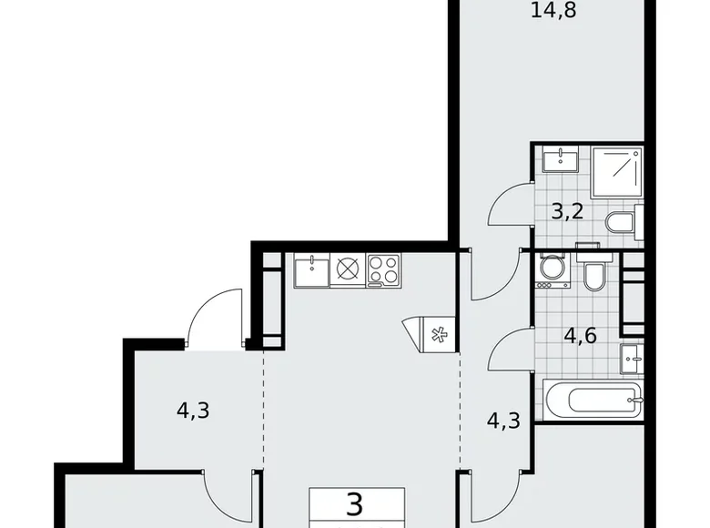 Appartement 3 chambres 80 m² Moscou, Fédération de Russie