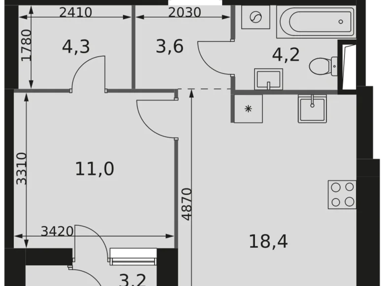Appartement 1 chambre 43 m² Moscou, Russie