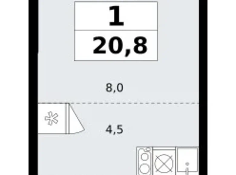 Wohnung 1 zimmer 21 m² poselenie Sosenskoe, Russland