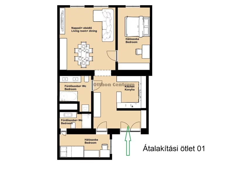 2 room apartment 80 m² Budapest, Hungary