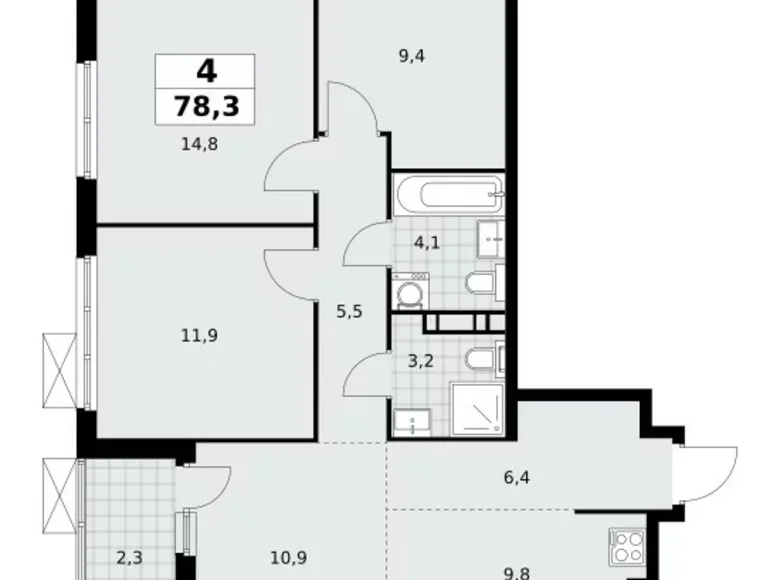 Wohnung 4 Zimmer 78 m² Moskau, Russland