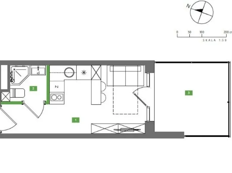 Квартира 1 комната 16 м² Гданьск, Польша