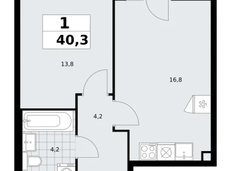 1 room apartment 40 m² poselenie Sosenskoe, Russia