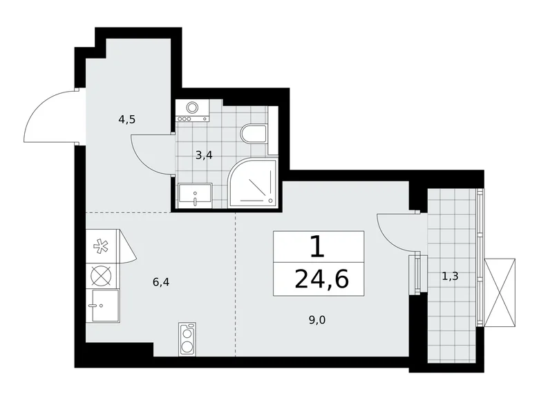 1 room apartment 25 m² poselenie Sosenskoe, Russia