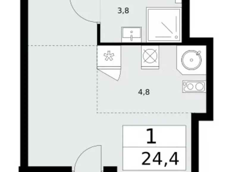 Apartamento 1 habitación 24 m² Moscú, Rusia