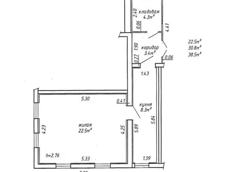 1 room apartment 39 m² Minsk, Belarus
