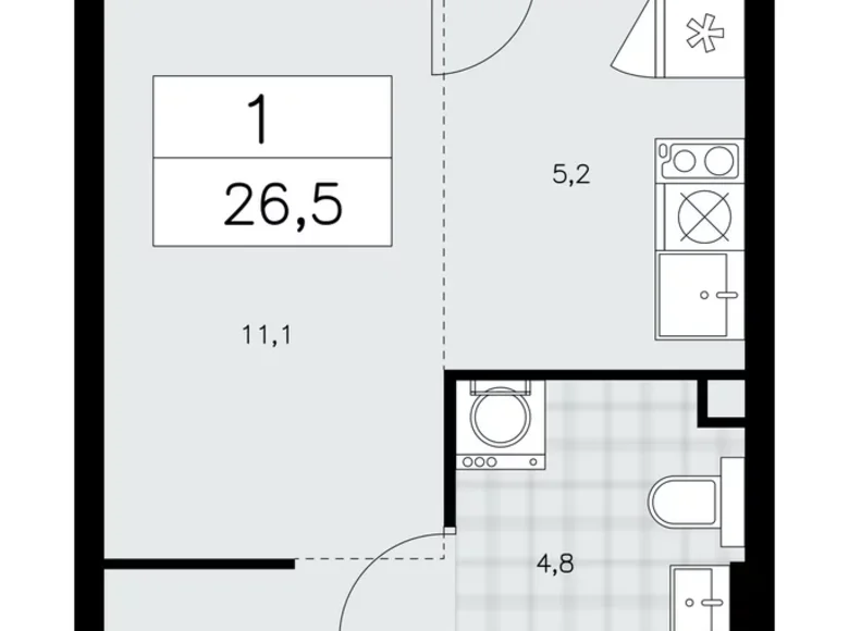 Mieszkanie 1 pokój 27 m² poselenie Sosenskoe, Rosja