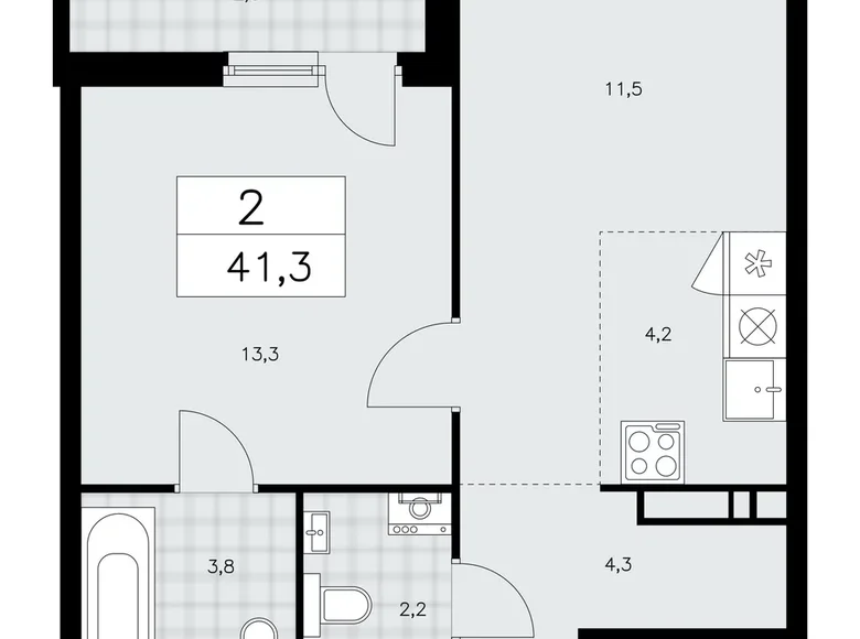 Mieszkanie 2 pokoi 41 m² poselenie Sosenskoe, Rosja