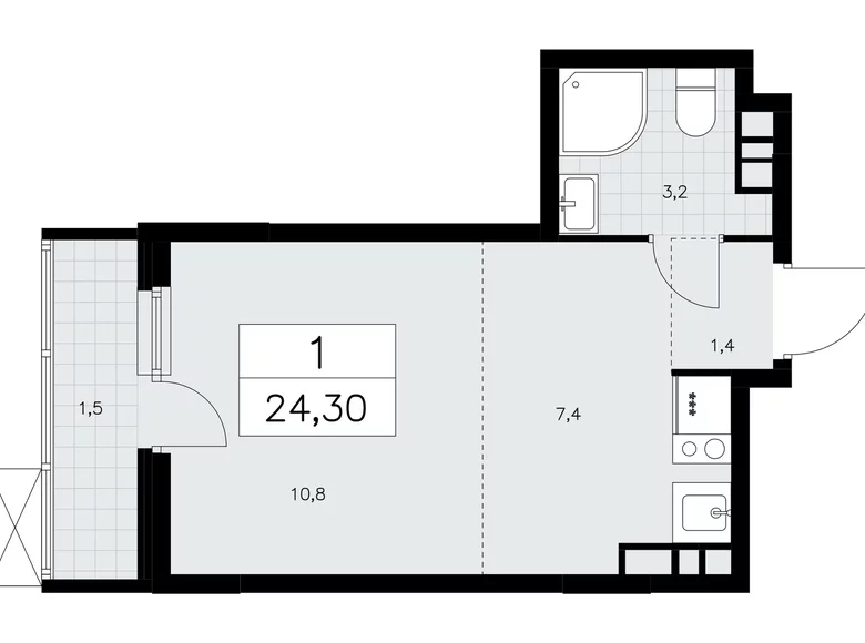 Wohnung 1 Zimmer 24 m² Moskau, Russland